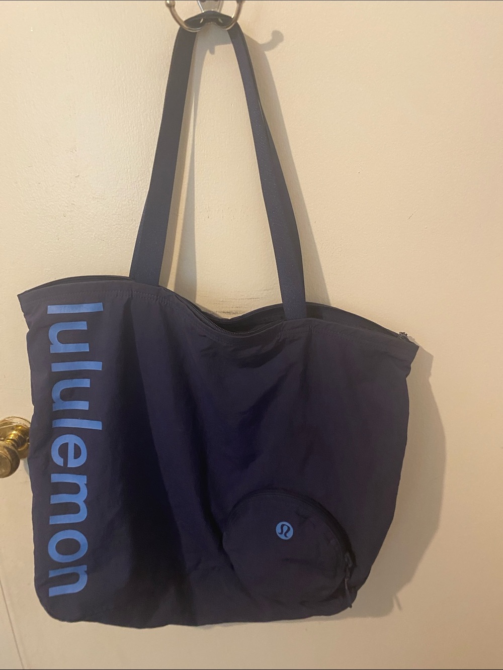 lululemon athletica Navy Tote with Light Blue Logo